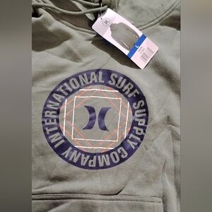 Hurley Olive Hoodie with Dark Blue Logo